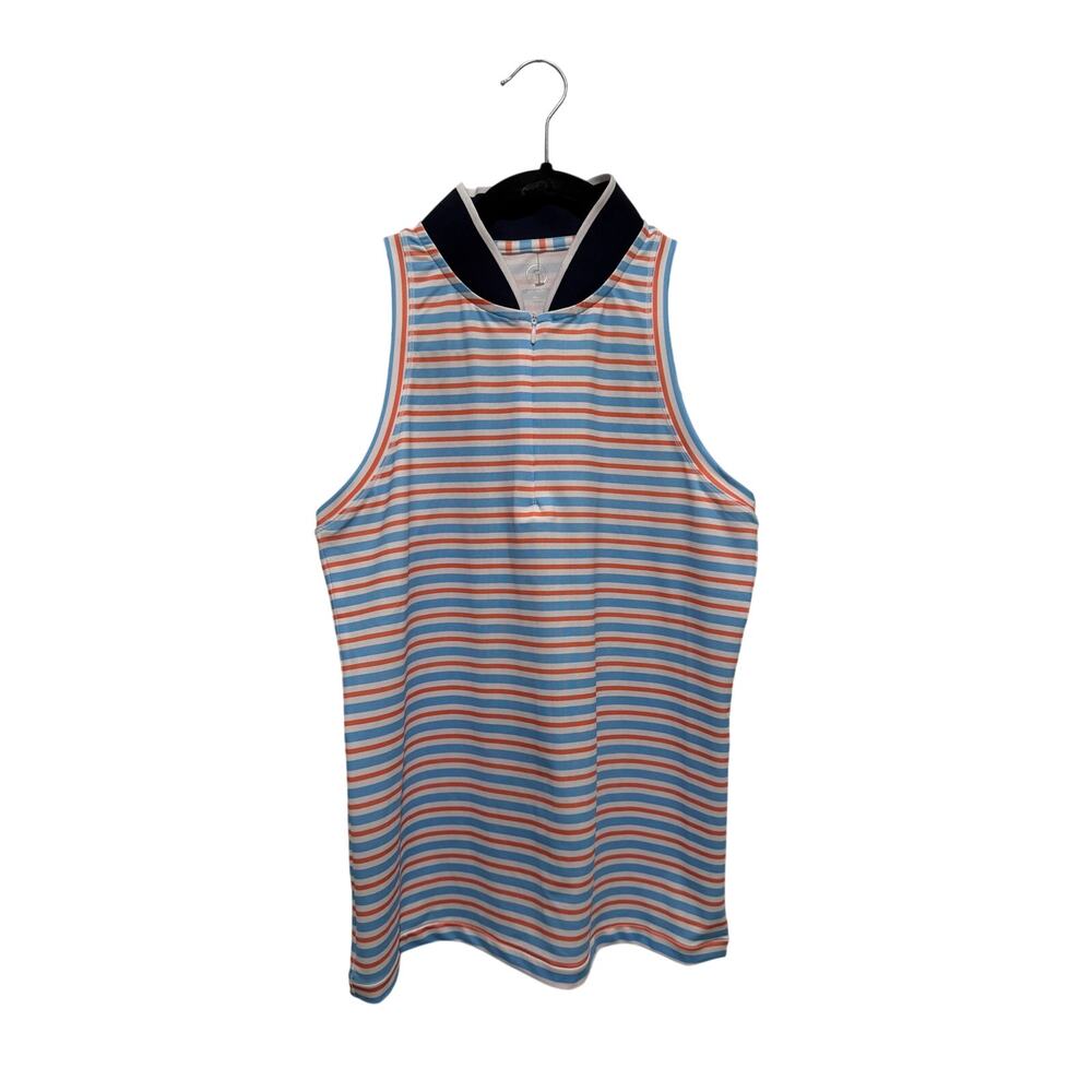 Addison Bay Sleeveless Courtside Polo Stripe Pickleball Tennis Sz SMALL NEW